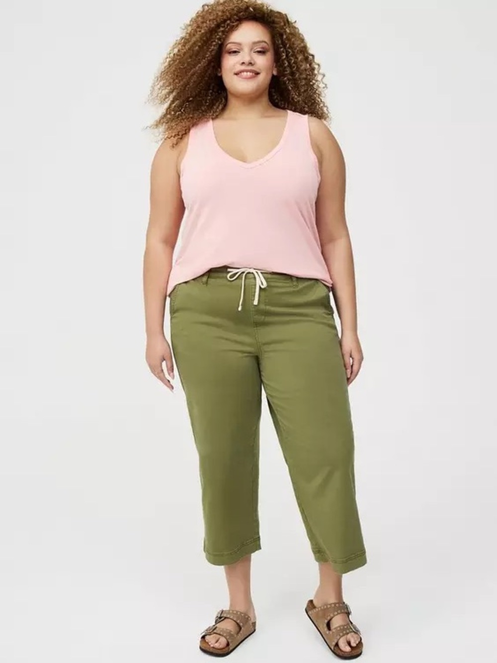 Torrid Pull-On Weekend Wide Leg Crop Olive size 0
